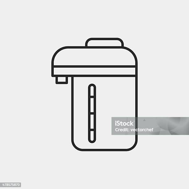 Electric Kettle Line Icon Stock Illustration - Download Image Now - 2015, Appliance, Boiling