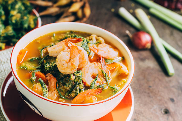 istock Spicy and Soup Curry with Shrimp and Vegetable Omelet 478576242