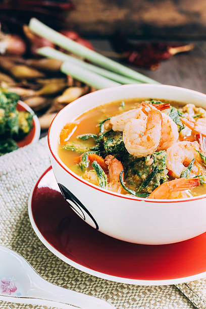 istock Spicy and Soup Curry with Shrimp and Vegetable Omelet 478578358