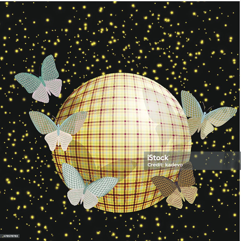 Grupo de borboletas de perto a bola sobre um fundo brilhante - Vetor de Abdome royalty-free