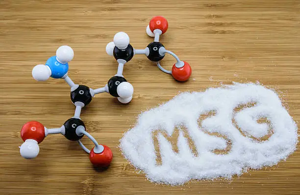 Molecule of glutamate (MSG), a flavor enhancer in many asian food