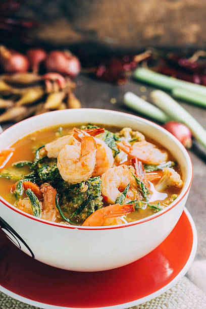 istock Spicy and Soup Curry with Shrimp and Vegetable Omelet 478581680