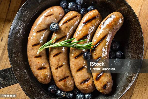 Grilled Italian Sausage Stock Photo - Download Image Now - 2015, Brown, Cooking Pan