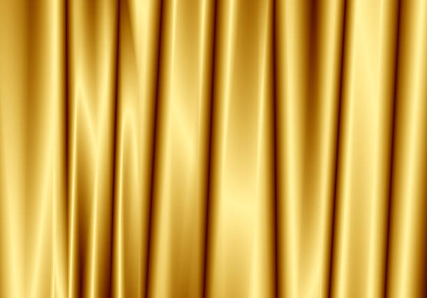 istock Gold curtain reflect with light spot on background. 478586580
