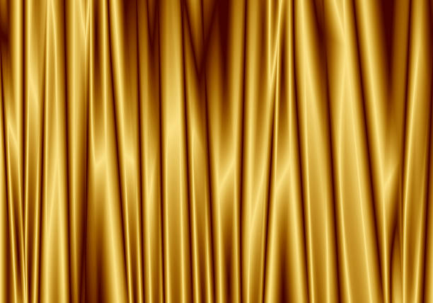 istock Gold curtain reflect with light spot on background. 478586584