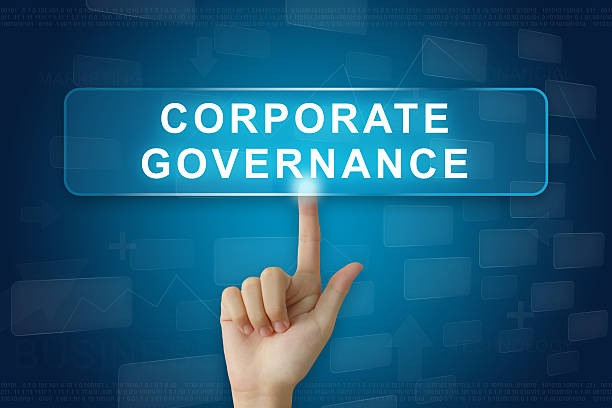 hand press on corporate governance or CG button stock photo