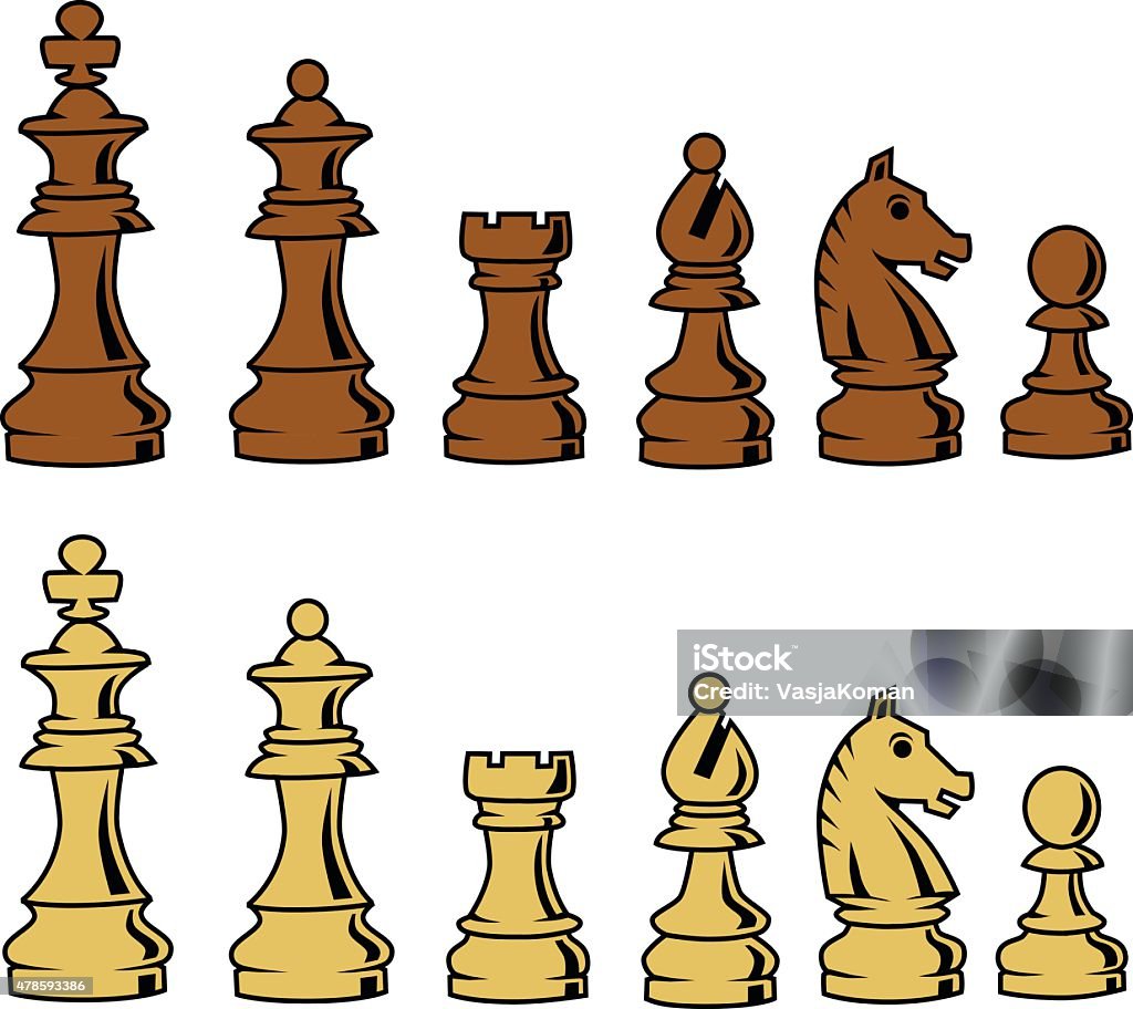 Conjunto de peças de xadrez preto e branco imagem vetorial de
