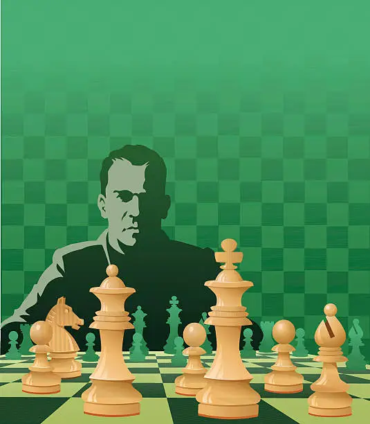 Vector illustration of Chess Player With Chessboard