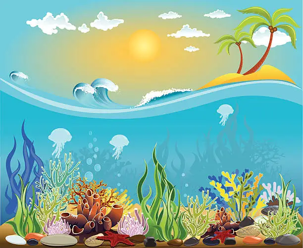 Vector illustration of Sea bottom illustration