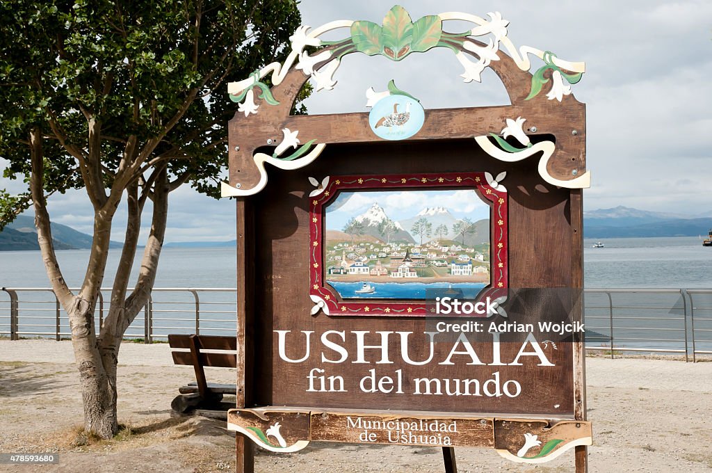 Argentina Ushuaia End of the World City Sign (Fin del Mundo) Ushuaia Stock Photo