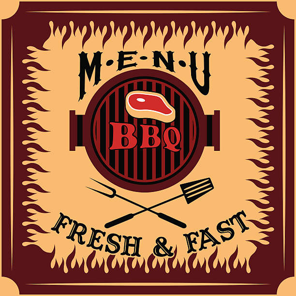 illustrazioni stock, clip art, cartoni animati e icone di tendenza di barbecue carta vettoriale progettazione modello di menu - haunch