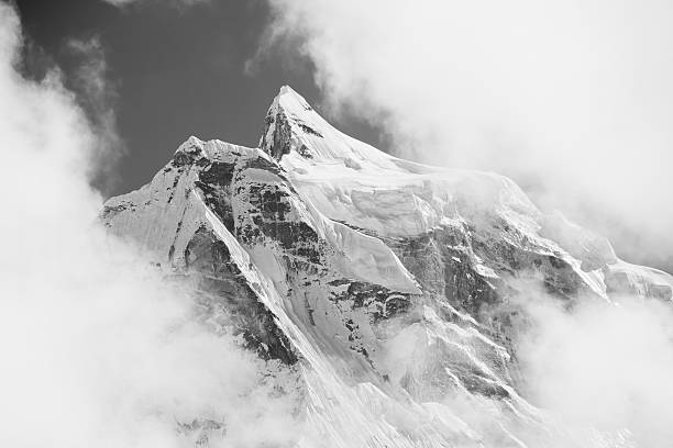 Mt.Kangtega in clouds stock photo