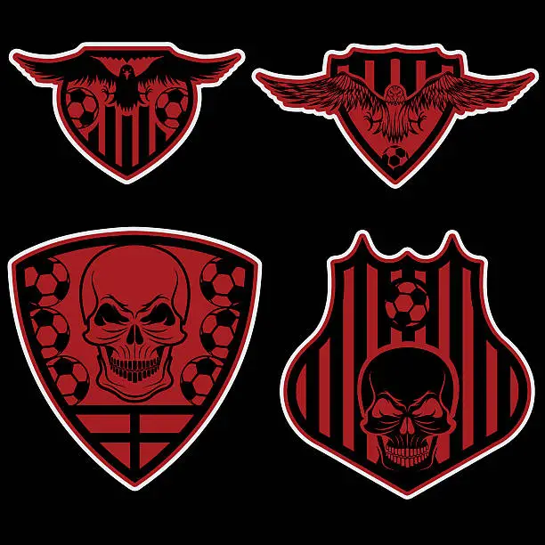 Vector illustration of football team crests set with eagles and skulls