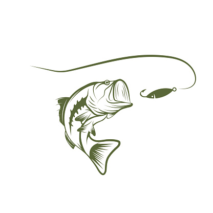 bass and lure vector design template