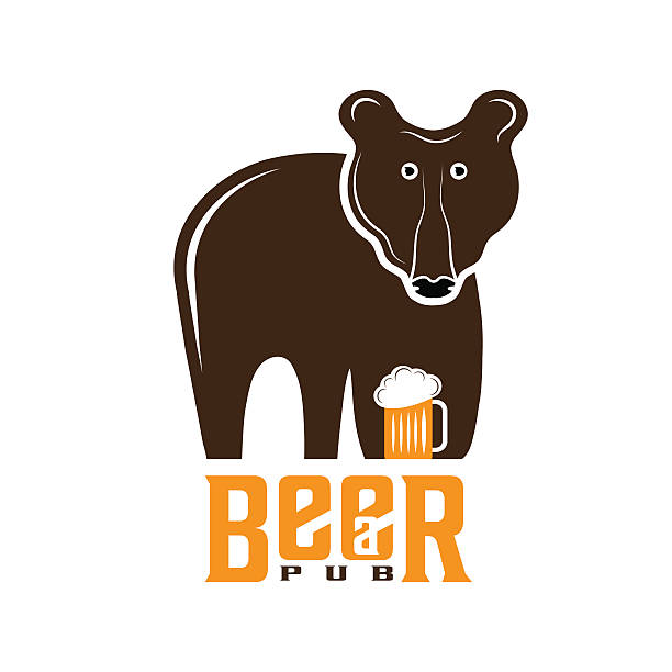 illustrazioni stock, clip art, cartoni animati e icone di tendenza di bear birra concetto vettoriale modello di design - wild barley