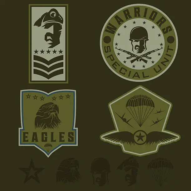 Vector illustration of Special unit military emblem set vector design template