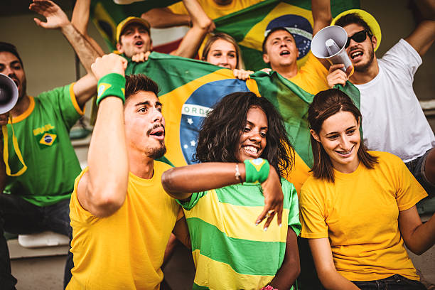 istock Group of brazilian supporters at stadium 478602912