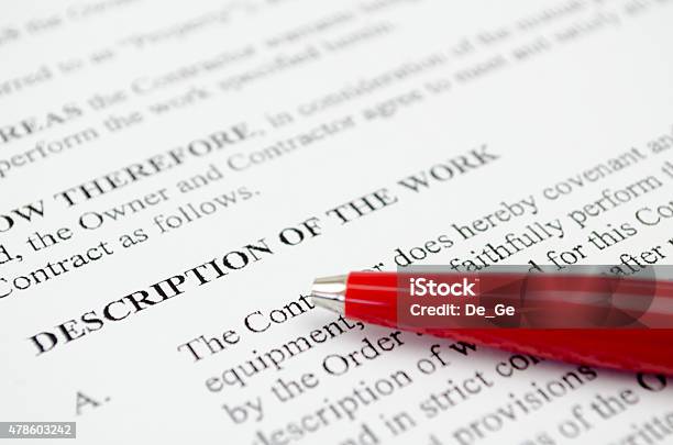 Description Of The Work Stock Photo - Download Image Now - Job Description, Document, 2015