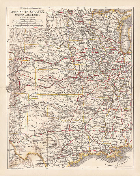 ilustrações de stock, clip art, desenhos animados e ícones de estados unidos da américa, membros sobre o rio mississipi, publicada 1878 - mississippi river