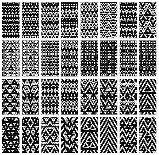 zestaw 24 wzory. - asian ethnicity pattern textile seamless stock illustrations