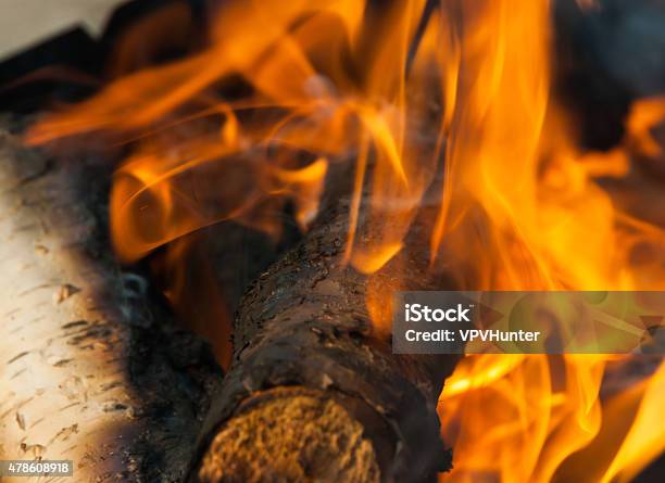 Burning Fire Wood Stock Photo - Download Image Now - 2015, Bonfire, Burning