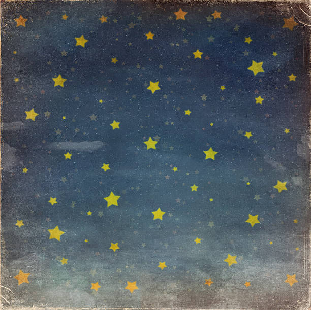 ilustraciones, imágenes clip art, dibujos animados e iconos de stock de estrellas en cielo de fondo grunge de noche - modern rock old backgrounds old fashioned