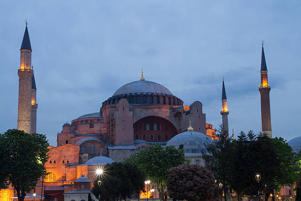 아야소피아 블루 아워, 이스탄불, 터키 스톡 사진