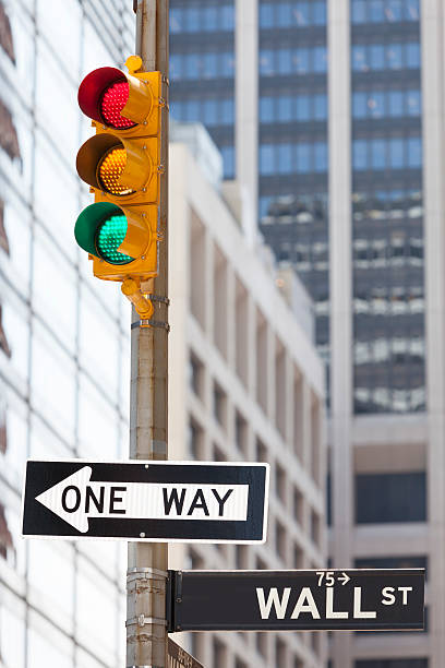 istock Wall Street Sign With Traffic Light, Business Concept 478620366