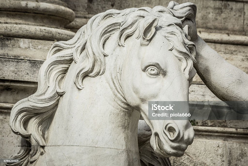Cavalo detalhes de estátuas, a Fontana di Trevi, em Roma - Foto de stock de Antigo royalty-free