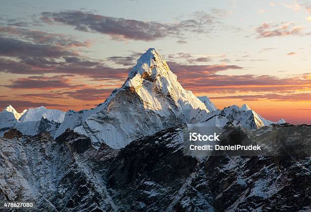 Evening View Of Ama Dablam Stock Photo - Download Image Now - Mt. Everest, Mountain, Mountain Peak