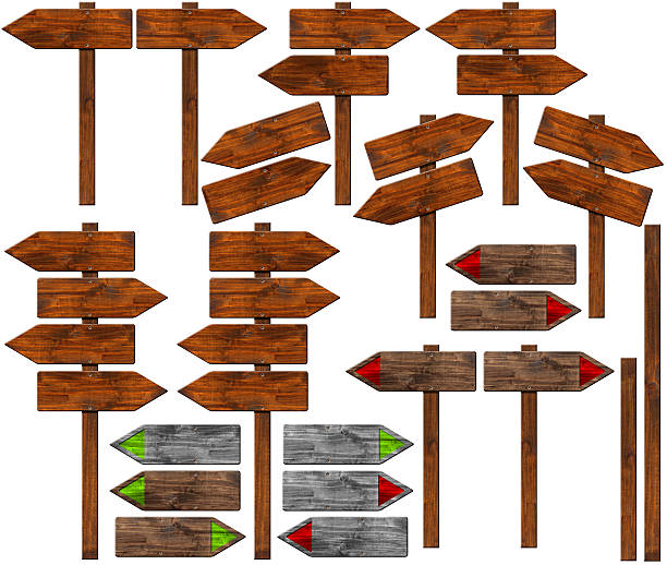 istock Set of Directional Wooden Signs with Pole 478630340