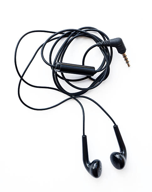 istock black earphones on a white background 478633681