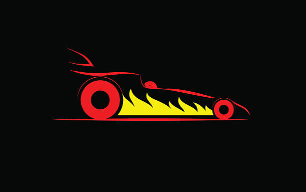 ilustraciones, imágenes clip art, dibujos animados e iconos de stock de estilizadas de drag racing - carrera-de-coches-trucados