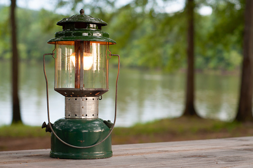Vintage Propane Gas Lantern with Texture Background