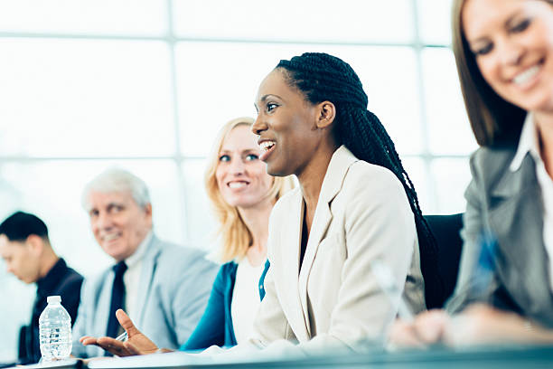 Business Woman in Conference Business Woman in Seminar government stock pictures, royalty-free photos & images