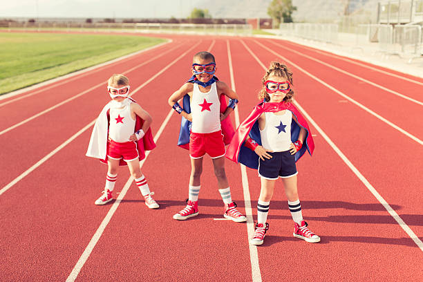 Speed Training Three young superheroes train to be the fastest superheroes on the planet. super fast stock pictures, royalty-free photos & images
