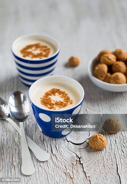 Homemade Yogurt With Cinnamon And Biscuits Stock Photo - Download Image Now - 2015, Backgrounds, Beige
