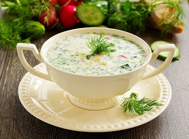 istock Okroshka - Russian kvass Cold Soup with Vegetables 478643831