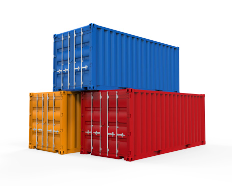 Stacked Shipping Container isolated on white background. 3D render