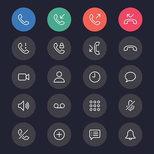 ilustraciones, imágenes clip art, dibujos animados e iconos de stock de iconos de línea telefónica - videocall