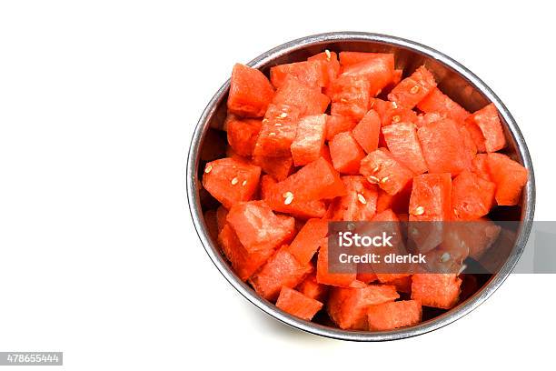 Watermelon Chunks Isolated On White Stock Photo - Download Image Now - 2015, Block Shape, Close-up