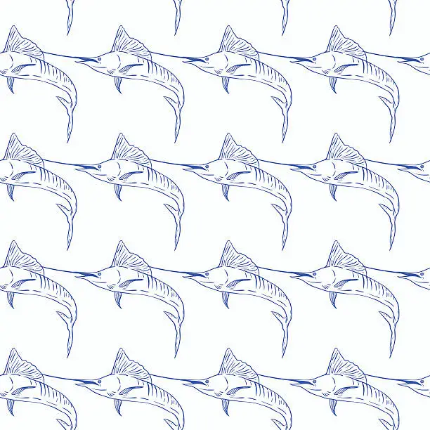 Vector illustration of Swordfish seamless vector pattern