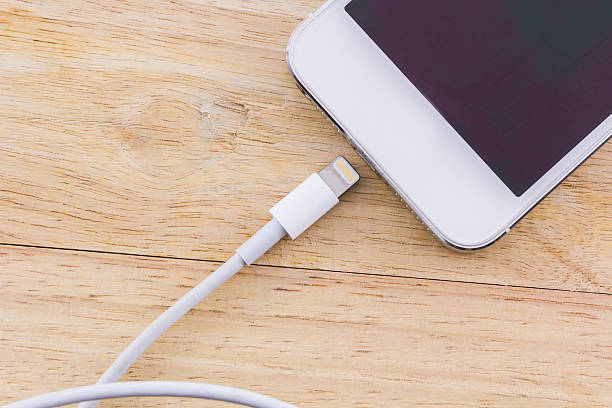 USB cable for smartphone. USB cable for smartphone on white background. phone charger cable stock pictures, royalty-free photos & images
