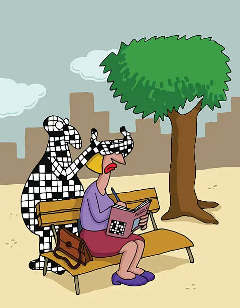 Vector illustration of Cartoon about crossword puzzles