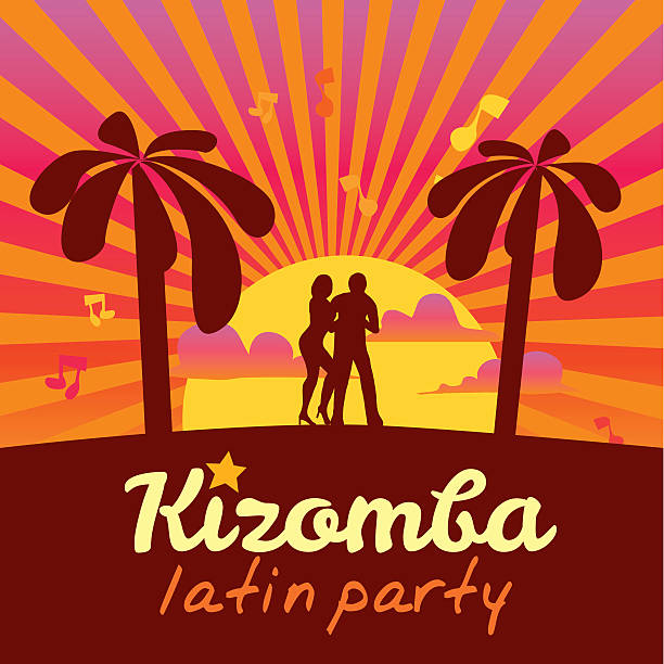 Kizomba poster for the party. Dancing couple vector art illustration