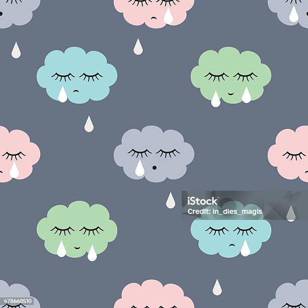 Sad Patternsd Seamless Pattern With Sad Crying Clouds And Drops Stock Illustration ...