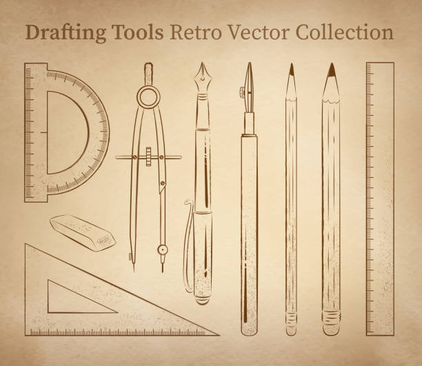 Drafting Tools Stock Illustration - Download Image Now - Work Tool,  Old-fashioned, Antique - iStock