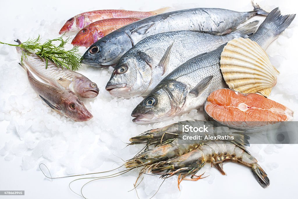 Meeresfrüchte auf Eis - Lizenzfrei Fisch Stock-Foto