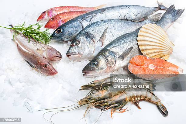 Seafood On Ice Stock Photo - Download Image Now - Fish, Seafood, Catch of Fish