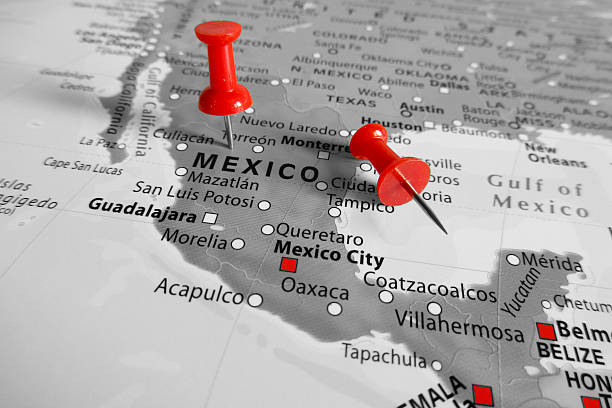 Red marker over Mexico stock photo